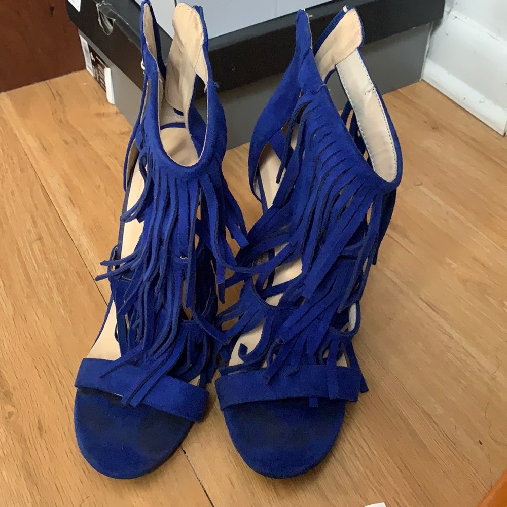 Fringe Blue Heels